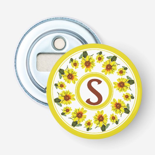 Sunflower Button Bottle Opener (Voorkant)