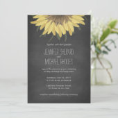 Sunflower Chalkboard Russe Faire-part de mariage (Debout devant)