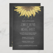 Sunflower Chalkboard Russe Faire-part de mariage (Devant / Derrière)