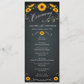 Sunflower Chalkboard Vintage Wedding Programme (Devant)