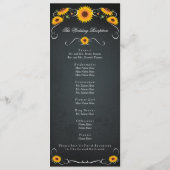 Sunflower Chalkboard Vintage Wedding Programme (Dos)