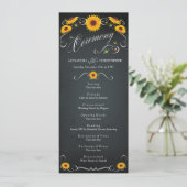 Sunflower Chalkboard Vintage Wedding Programme (Debout devant)