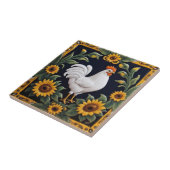 Sunflower Chicken - White Hen & Yellow Sunflowers Tegeltje (Zijkant)