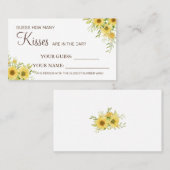 Sunflower Combien de baisers jeu de carte de Fête  (Devant / Derrière)