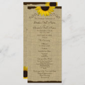 Sunflower Country Burlap Wedding Programma (Voorkant / Achterkant)
