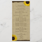 Sunflower Country Burlap Wedding Programme (Dos)