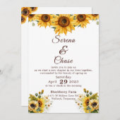 Sunflower Country Chic Faire-part de mariage (Devant / Derrière)