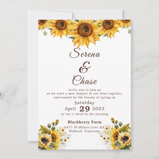 Sunflower Country Chic Weddenschap Kaart (Voorkant)