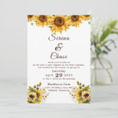 Sunflower Country Chic Weddenschap Kaart (Staand voorkant)