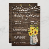 Sunflower Country Mason Jar Faire-part de mariage (Devant / Derrière)