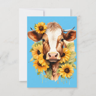 Sunflower Cow Thank You Card Bedankkaart