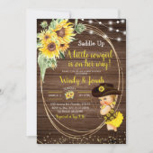 Sunflower Cowgirl invitation Baby shower rustique (Devant)