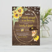 Sunflower Cowgirl invitation Baby shower rustique (Debout devant)