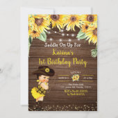 Sunflower Cowgirl invitation Baby shower rustique (Devant)