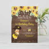 Sunflower Cowgirl invitation Baby shower rustique (Debout devant)