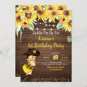Sunflower Cowgirl rustige Baby shower-uitnodiging Kaart