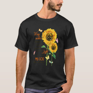 Sunflower Cross Faith Jesus Butterfly Christelijke T-shirt