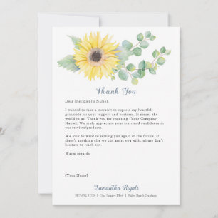Sunflower Custom Merci Cartes pour les entreprises