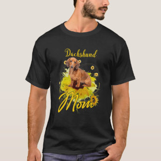 Sunflower Dachshund Mom Dog Mother's T-shirt