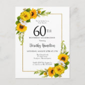 Sunflower Daisy 60th Birthday Party Invitation (Devant)