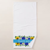 Sunflower Daisy Blue Floral (Serviette de bain)