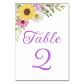 Sunflower Daisy Boho Floral Wedding Table Number Kaart (Voorkant)