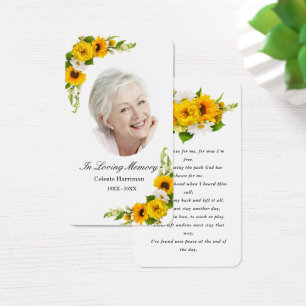 Sunflower Daisy Floral Foto Funeral Prayer Kaart
