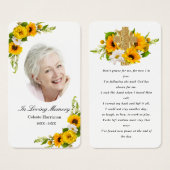 Sunflower Daisy Floral Photo Funeral Prayer Card (Devant & derrière)