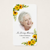 Sunflower Daisy Floral Photo Funeral Prayer Card (Devant)
