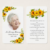 Sunflower Daisy Floral Photo Funeral Prayer Card (Devant & derrière)