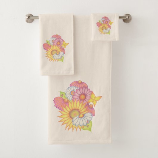 Sunflower Daisy Towel Set (En situation)