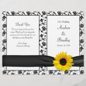 Sunflower Damask Floral Wedding Programme (Devant)
