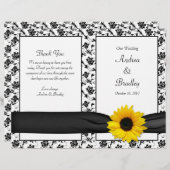 Sunflower Damask Floral Wedding Programme (Voorkant / Achterkant)