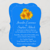 Sunflower Delft Blue Floral Faire-part de mariage (Devant / Derrière)