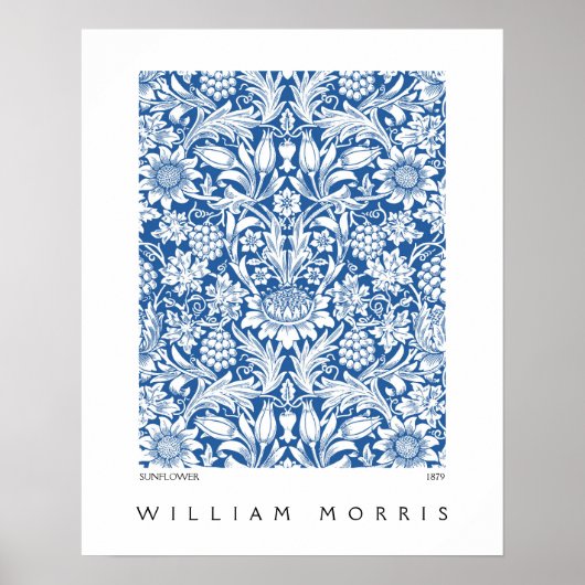 Sunflower Design in Blue William Morris Poster (Voorkant)