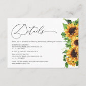 Sunflower Détails du Mariage Cartes de fermeture (Devant)