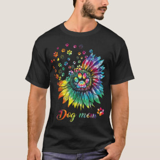 Sunflower Dog mam Tie Dye Hondenliefhebber Funny T-shirt