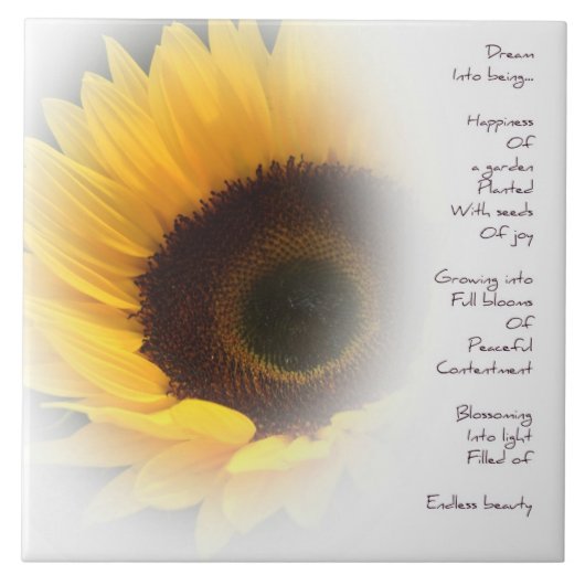 Sunflower Dream Poem Ceramic Tile Tegeltje (Voorkant)