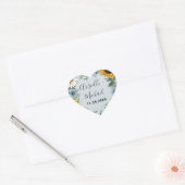 Sunflower Dusty Blue Country Rustige Rozen Weddens Hart Sticker (Envelop)