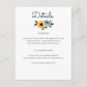 Sunflower Dusty Blue Rustic Wedding Informatiekaartje (Voorkant)