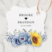 Sunflower Dusty Blue Slate Peony Floral Wedding Bedankjes Labels (Achterkant)