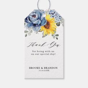 Sunflower Dusty Blue Slate Peony Floral Wedding Cadeaulabel