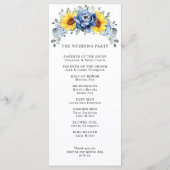 Sunflower Dusty Blue Slate Peony Floral Wedding Programma (Achterkant)