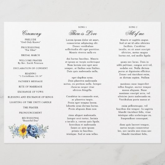 Sunflower Dusty Blue Slate Peony Programme de mari (Dos)
