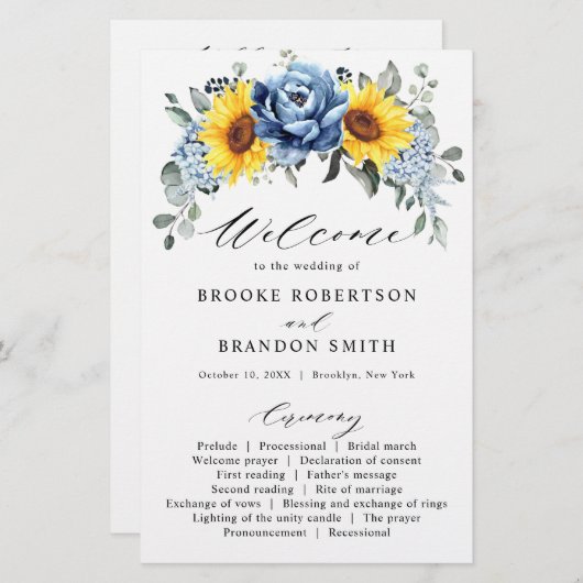 Sunflower Dusty Blue Slate Peony Programme de mari (Devant / Derrière)