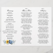 Sunflower Dusty Blue Slate Peony Wedding Programme (Achterkant)
