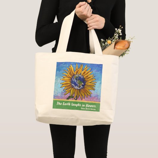 Sunflower Earth Art Grote Tote Bag (Voorkant (product))