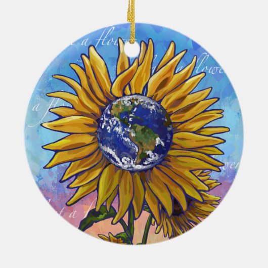 Sunflower Earth Art Keramisch Ornament (Achterkant)