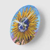 Sunflower Earth Art Ronde Klok (Hoek)