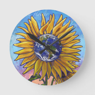 Sunflower Earth Art Ronde Klok